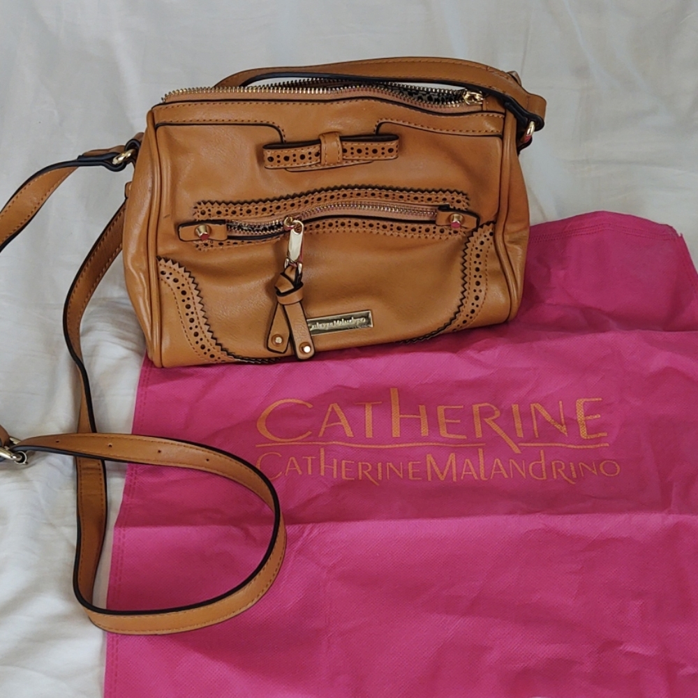 Tan Catherine Malandrino purse long strap